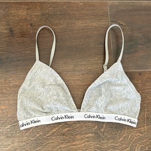 Calvin Klein spaghetti strap triangle bralette size M grey